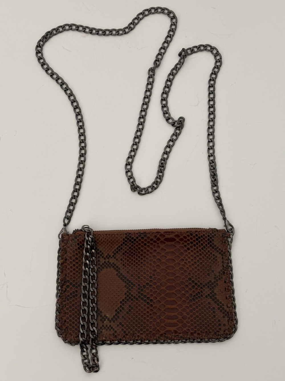 Ramona LaRue by Arianne Crossbody Snakeskin Pattern Chain Strap Bag